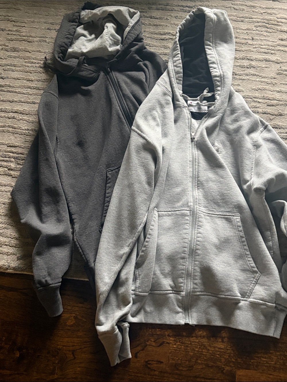 Champion Men's Full-Zip Hoodies - Light Gray & Dark Gray